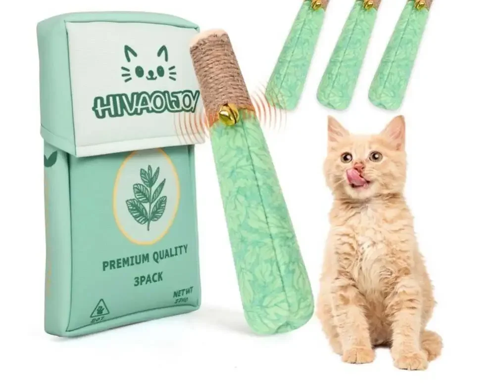 Hivaoloy Catnip Cat Toys 3 Pack, Mint Scented Cigarette Shape
